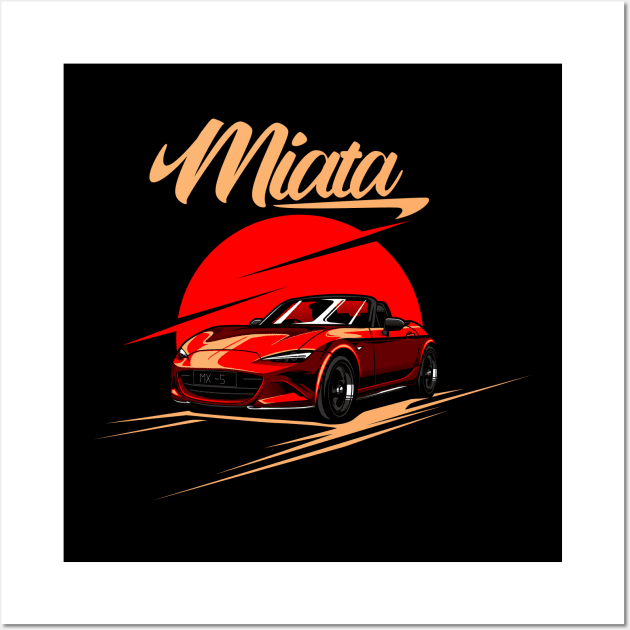 Mazda Miata MX 5 Red Bali Road Wall Art by aredie19